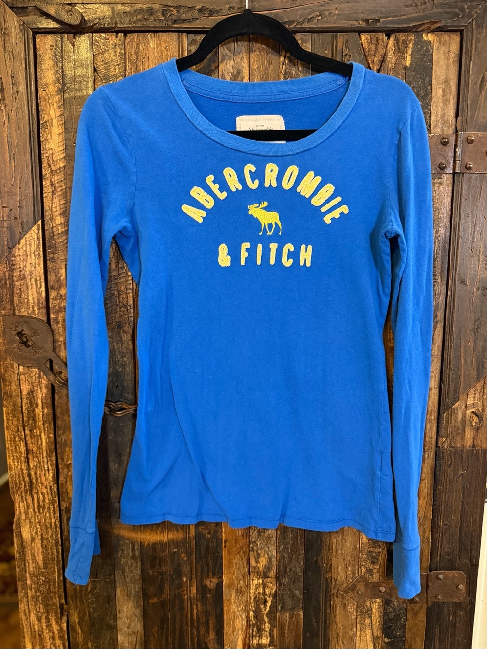 Abercrombie & Fitch Y2K 2000s M Blue Moose Logo Long Sleeve Mall girl preppy